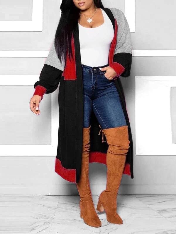 indiebeautie Colorblock Open-front Cardigan