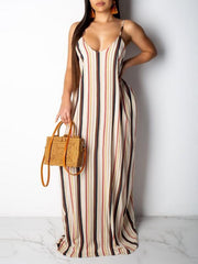 Indiebeautie Stripe V-Neck Cami Dress