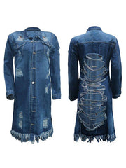 Indiebeautie Distressed Fringe Denim Jacket