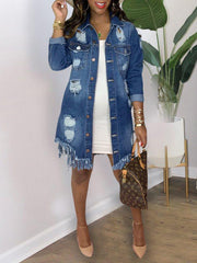 Indiebeautie Distressed Fringe Denim Jacket