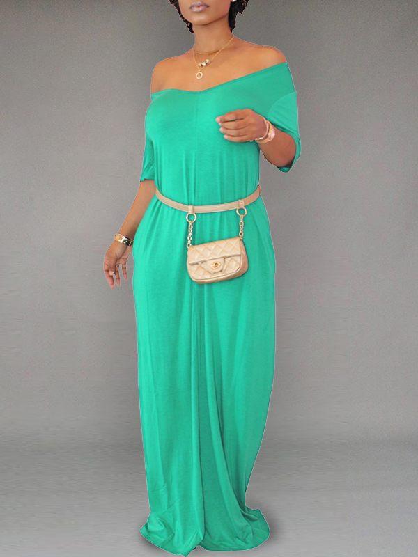 Indiebeautie Solid V-Neck Maxi Dress