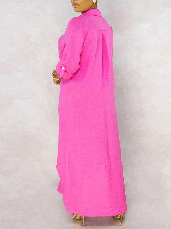 Indiebeautie Solid Button-Down Shirt Dress