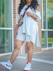 Indiebeautie Asymmetric Top & Biker Shorts Set