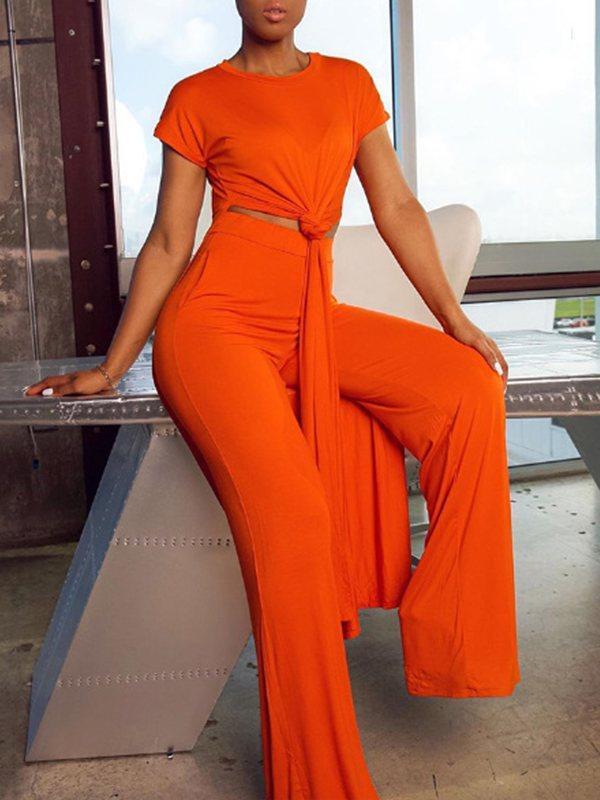 Solid Slit Tunic & Pants Set