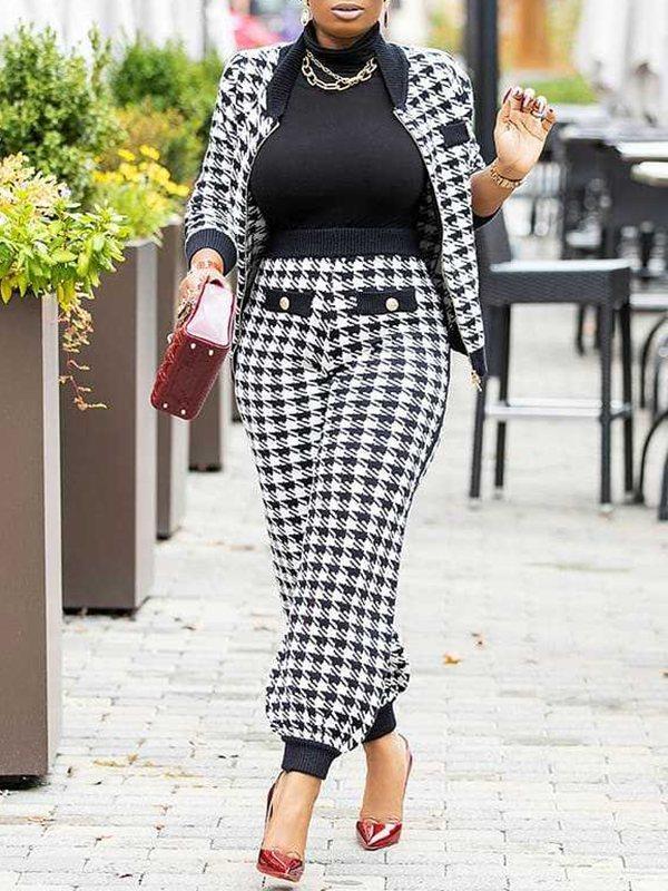 Indiebeautie Houndstooth Jacket & Pants Set