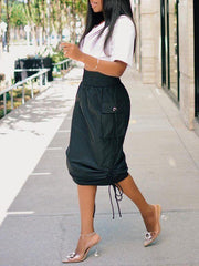 Indiebeautie High-Waist Drawstring Skirt