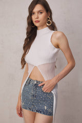 Gloria Knit See Through Top In White