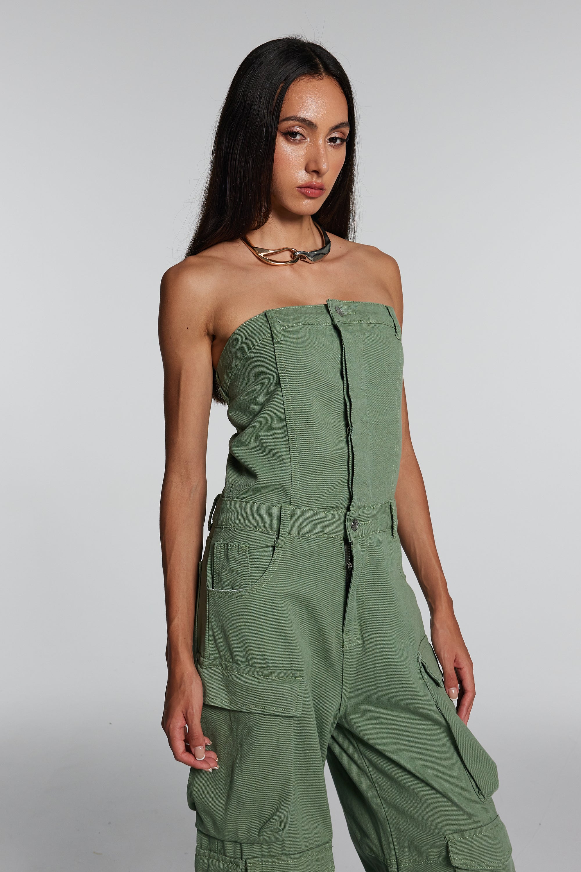 Goldie Strapless Cargo Jumpsuit