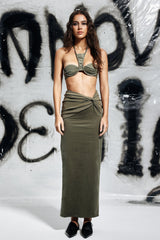 Hollister – Neckholder-Oberteil mit Schnürung in Grün