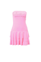 Hot Drilling Printed Strapless Ruffle Tiered Dress