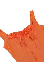 Maxikleid mit Schlitz und Rüschen