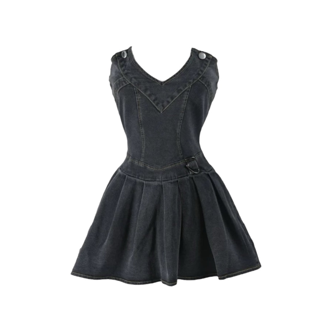 Plissiertes Minikleid aus Denim