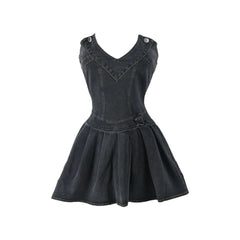 Plissiertes Minikleid aus Denim
