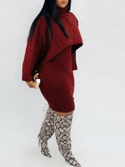 Knit Poncho & Sweater Dress Set--Clearance