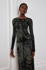 Figurbetontes Oberteil mit Indigo-Illusionsdruck