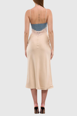 Isabella Denim Maxi Dress In Apricot