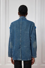 Joelle Flower Chain Lapel Denim Jacket