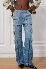 Jolie – Cargo-Jeans mit zerrissenen Taschen und Reißverschluss