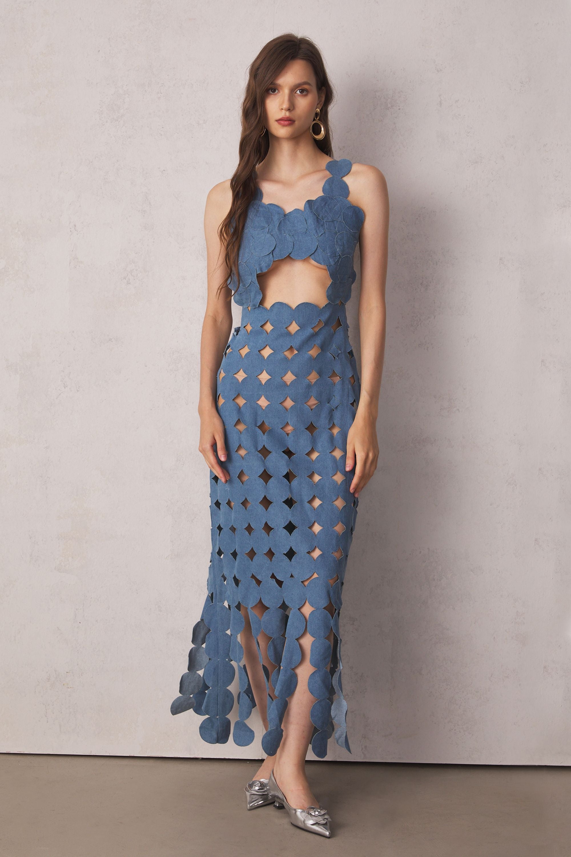 Juniper Circle Hollow Denim Maxi Dress