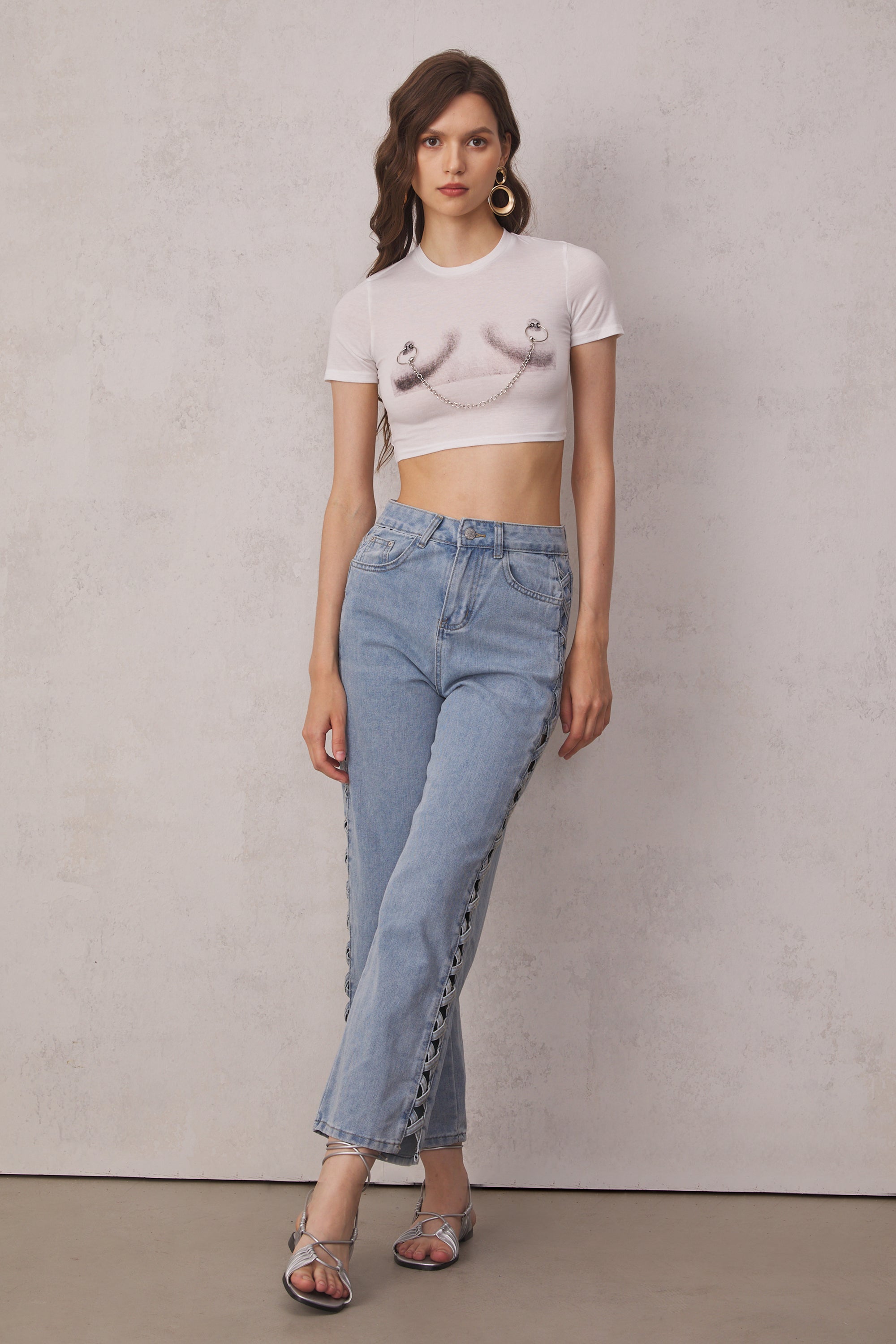 Kendra Cross Hollow Straight Jeans