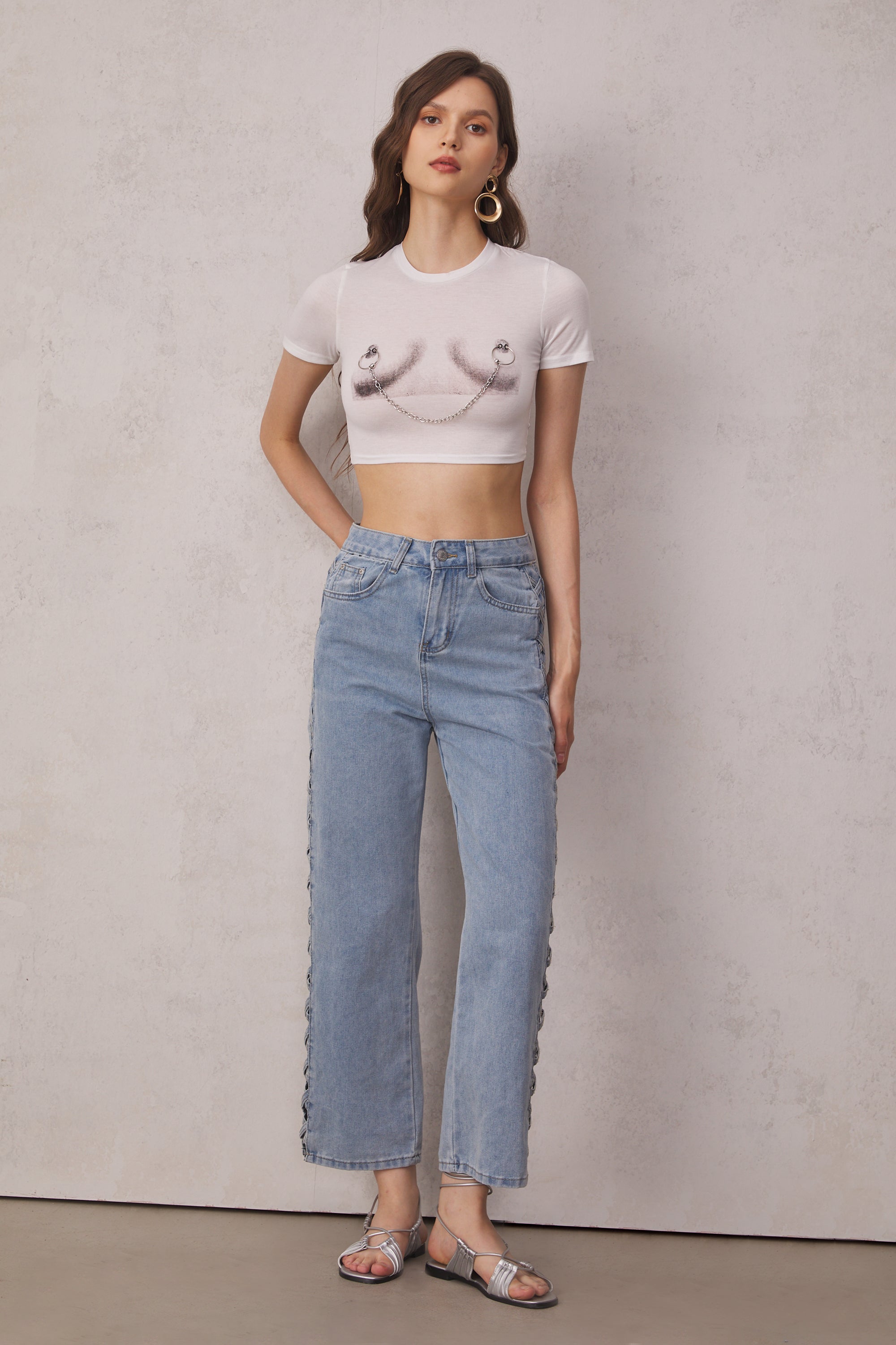 Kendra Cross Hollow Straight Jeans