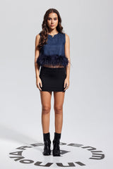 Ärmelloses Jeanstop „Kerrie Feather“