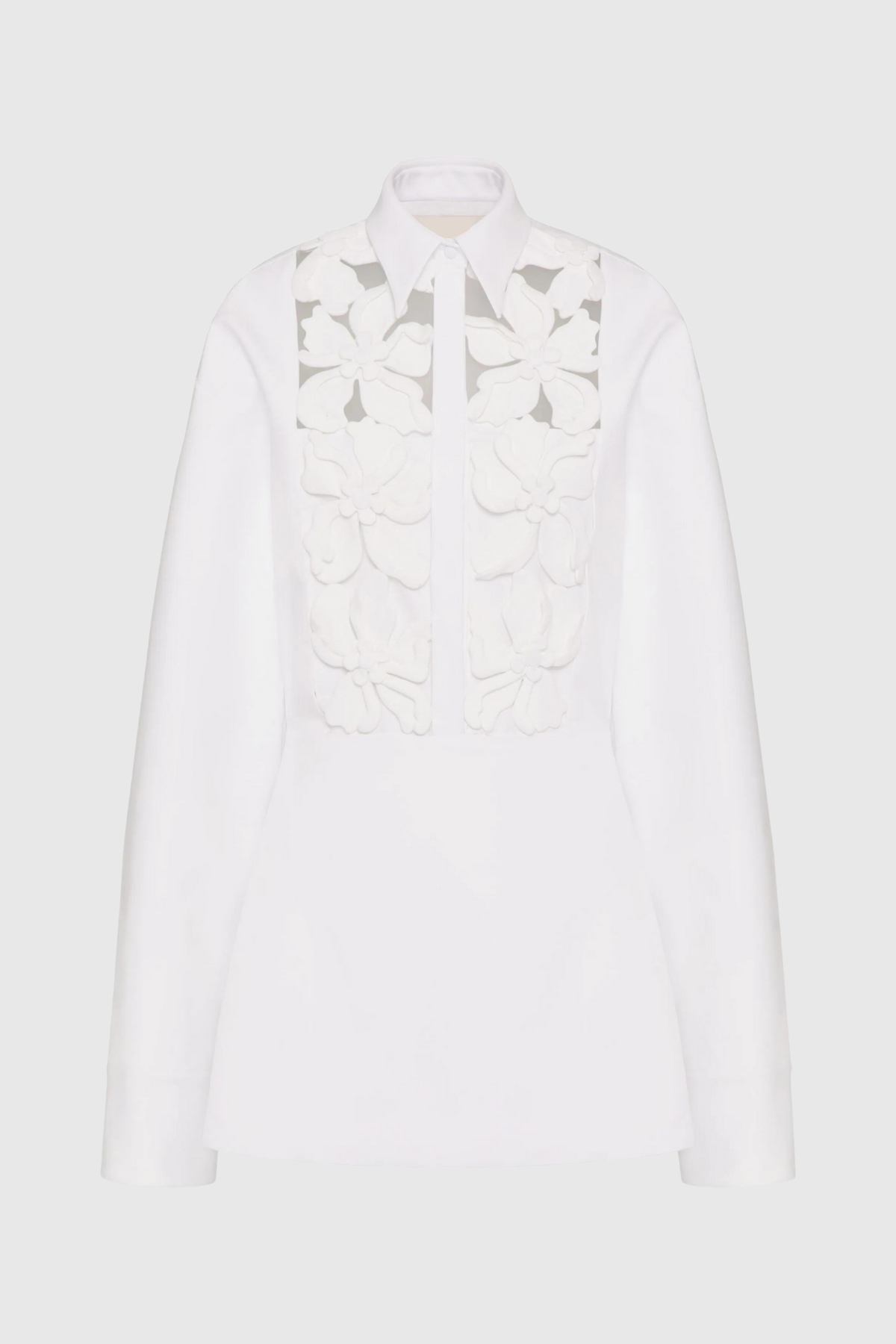Kira Minikleid mit langen Ärmeln und Hohlblumen