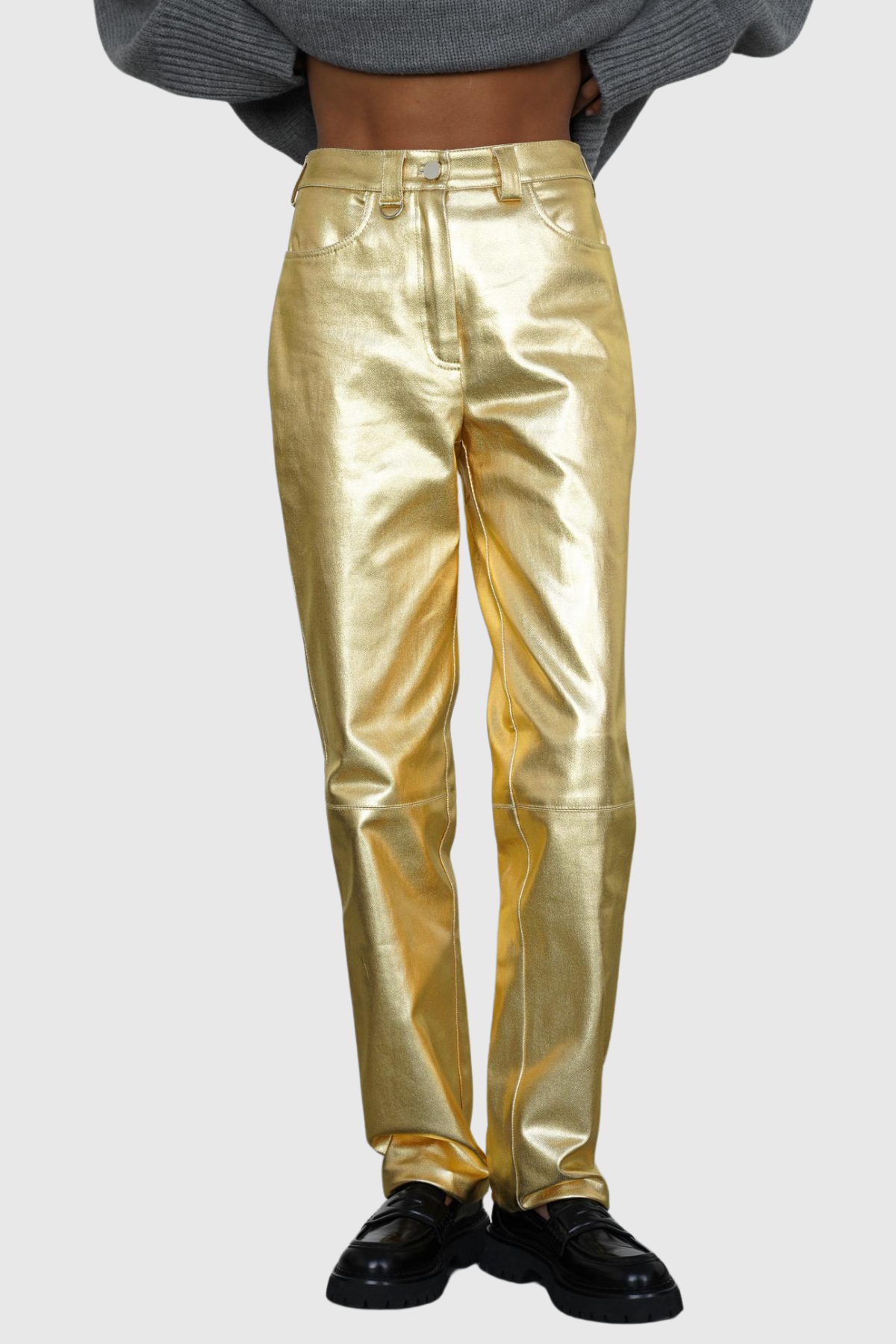 Kshiti Metallic Jeans In Gold