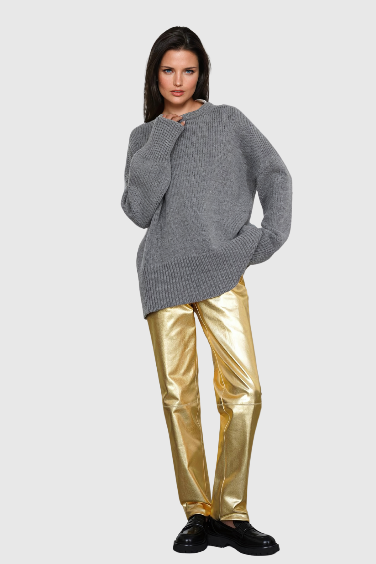 Kshiti Metallic Jeans In Gold