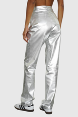 Kshiti Metallic Jeans In Silver