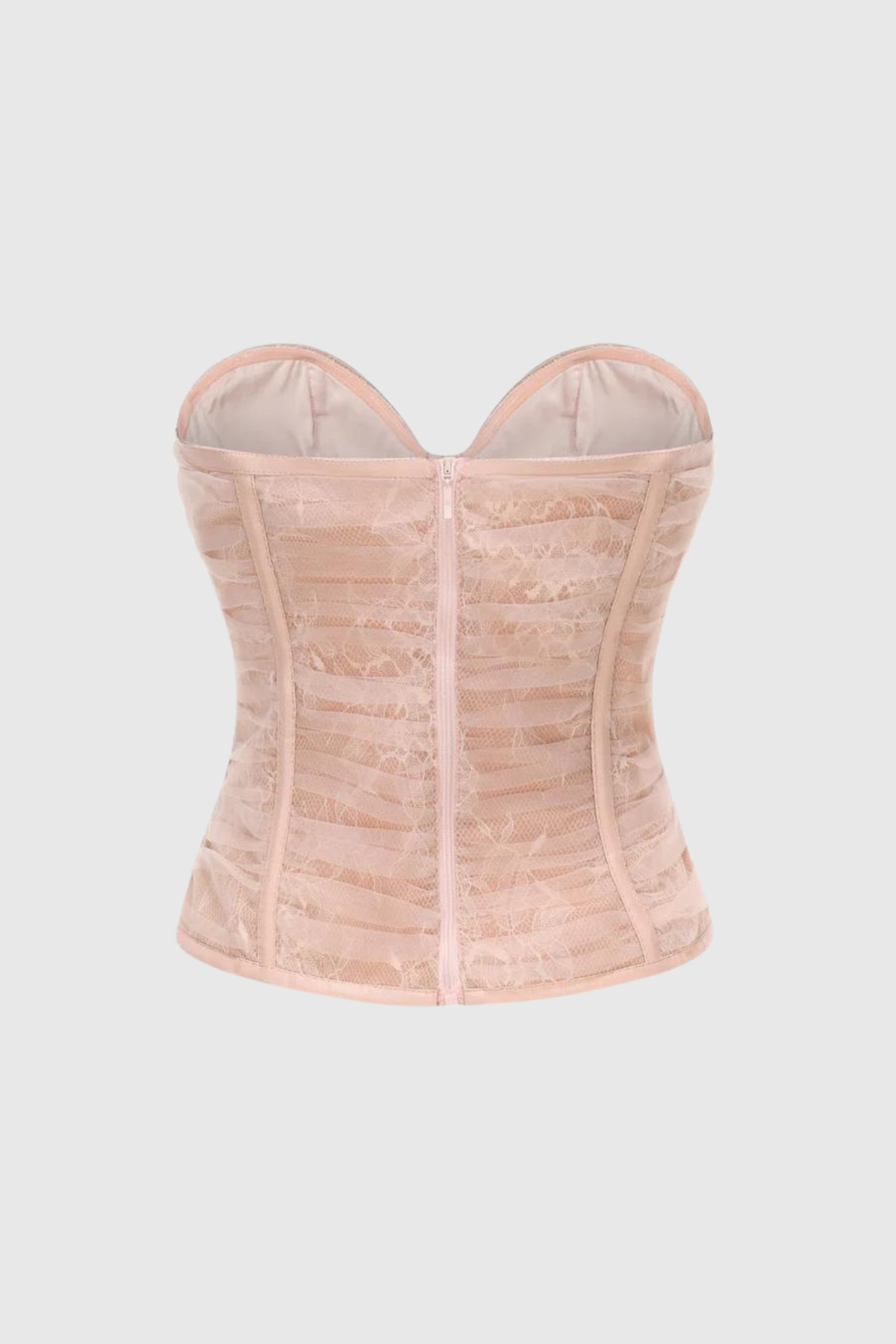 Kyra Corset Mesh Ruch Top In Slight Pink