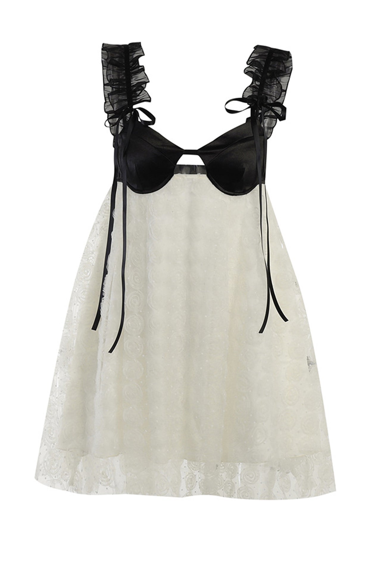 Rückenfreies Babydoll-Kleid mit Spitzen-Blumenkorsett