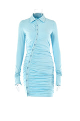 Lapel Single-breasted Gather Dress