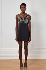 Ledini V Neck Crystal Mini Dress