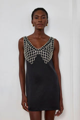 Ledini V Neck Crystal Mini Dress
