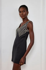 Ledini V Neck Crystal Mini Dress