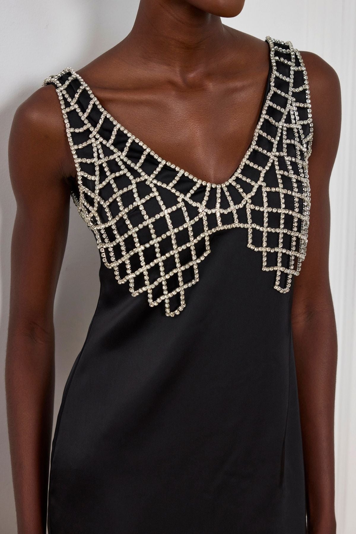 Ledini V Neck Crystal Mini Dress