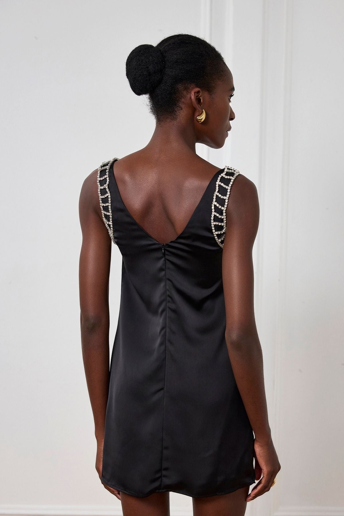 Ledini V Neck Crystal Mini Dress