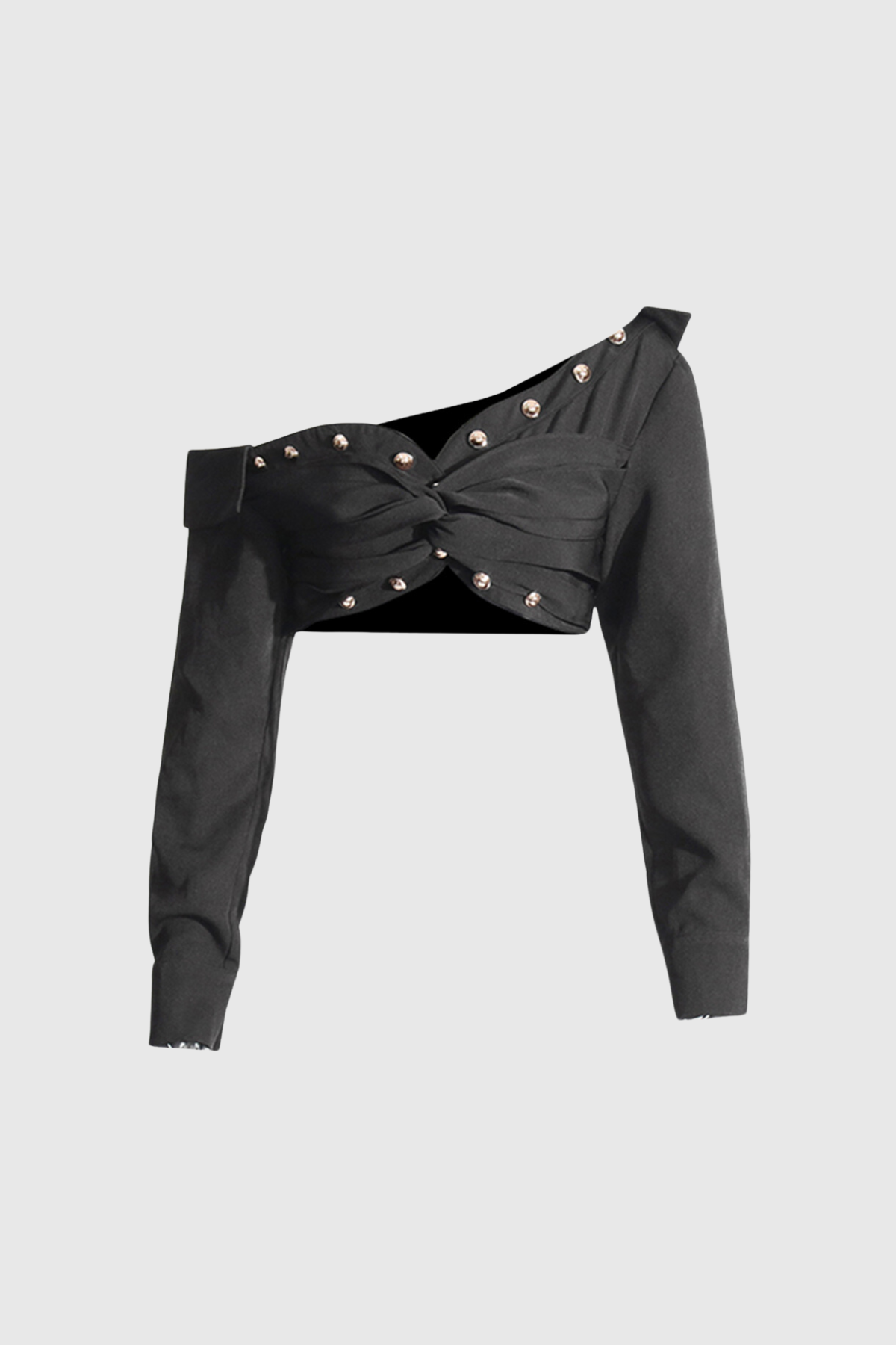 Lennox – Einschultriges Oberteil mit gekreuzten Knöpfen