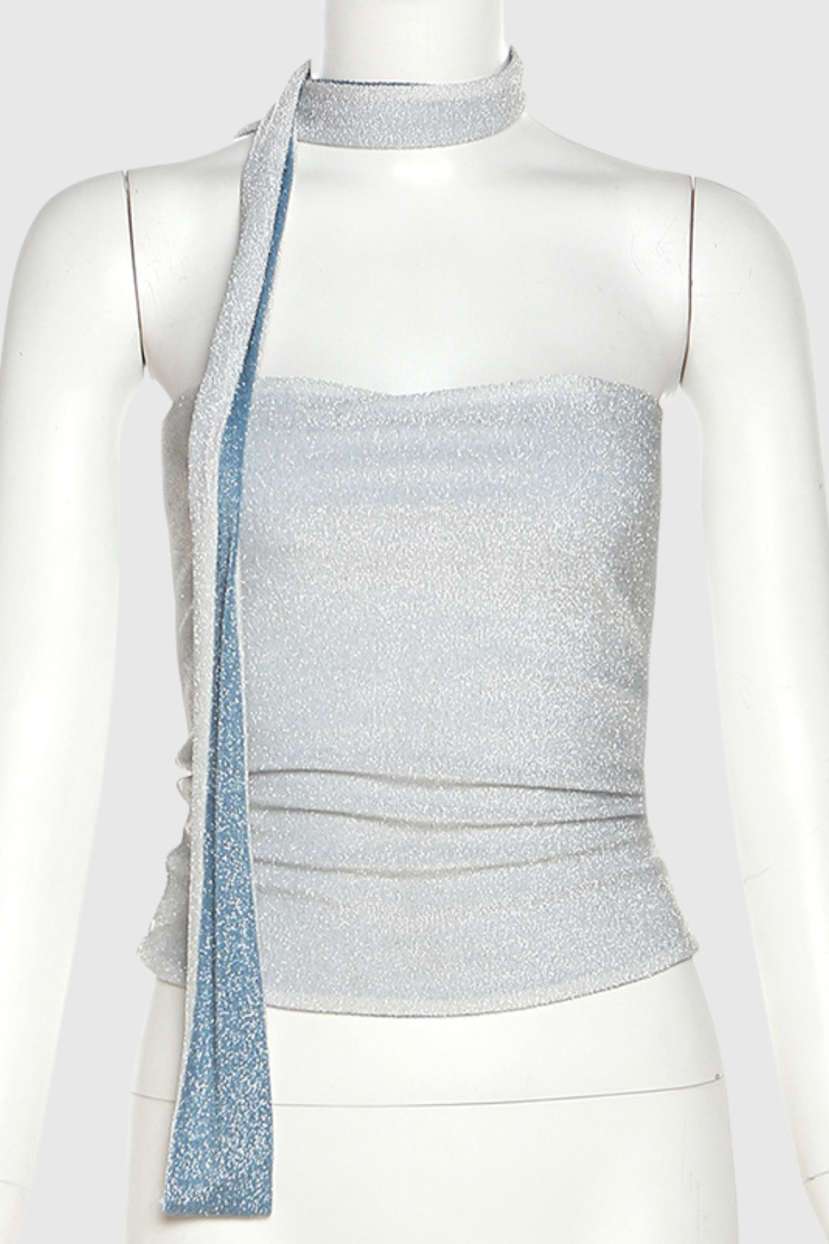 Lilliana – Schulterfreies, zweifarbiges Pailletten-Top