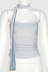 Lilliana – Schulterfreies, zweifarbiges Pailletten-Top