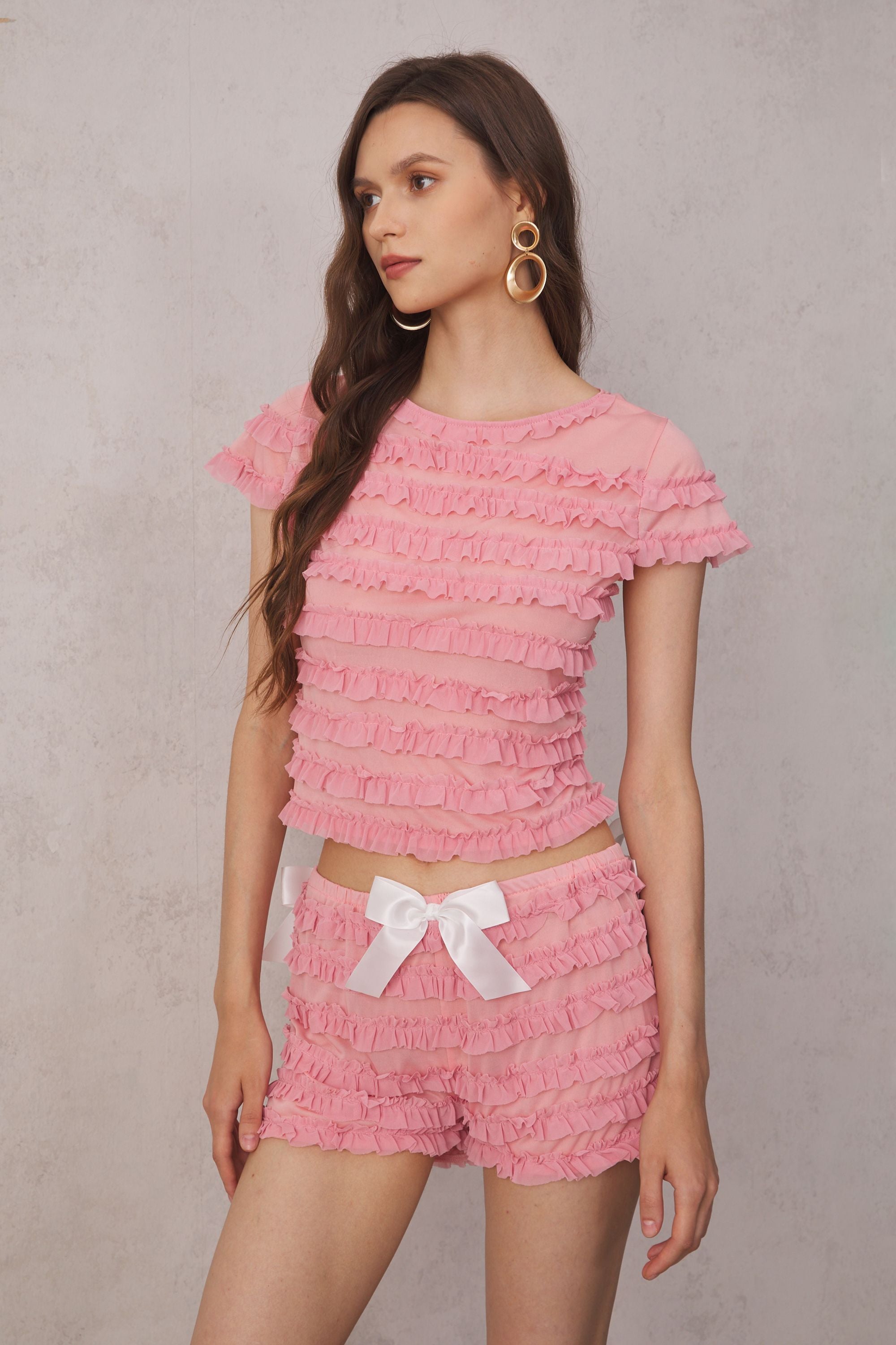 Lillie Lace Up Backless Set In Pink