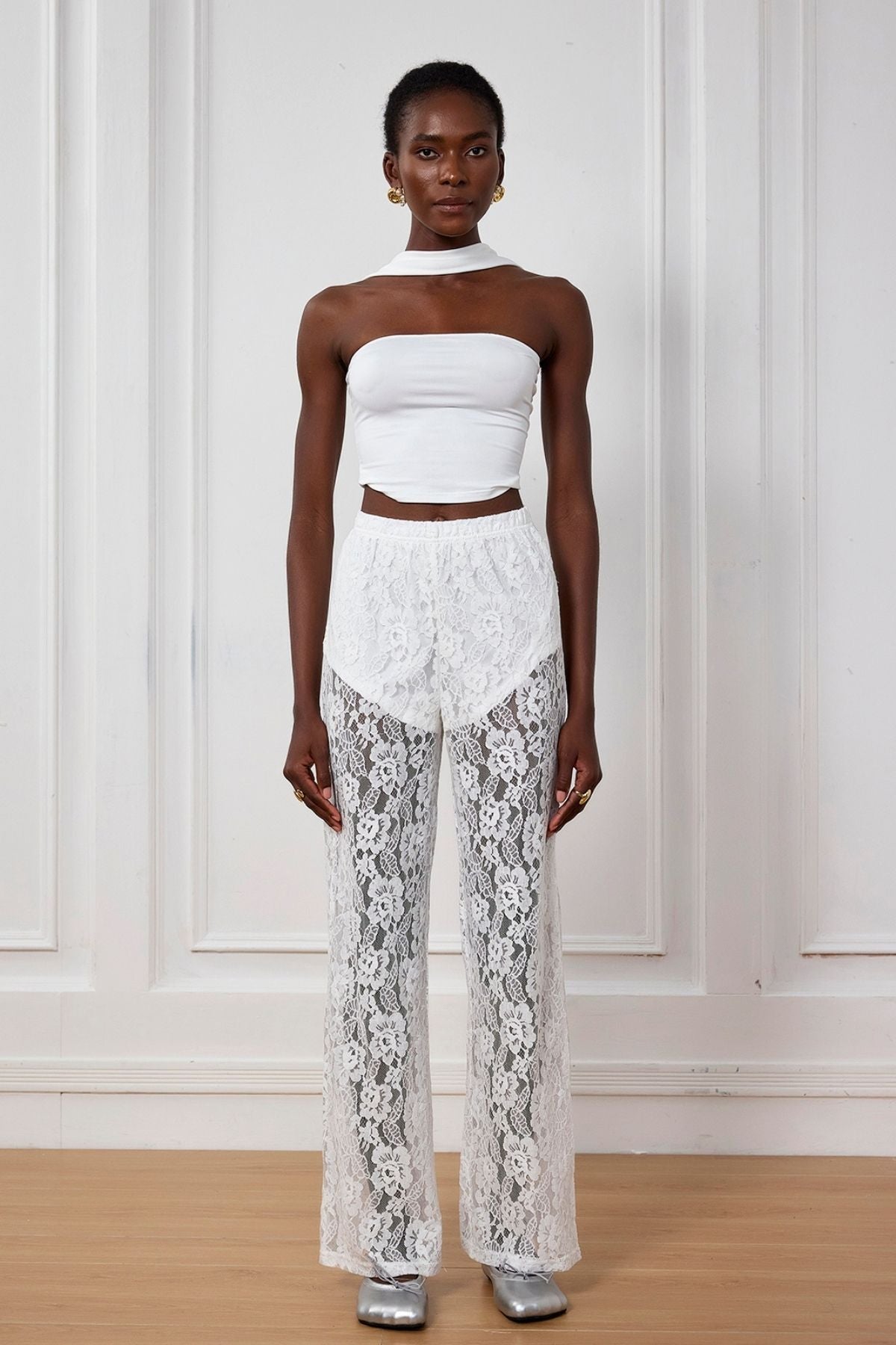 Lilyana Lace Cutout Flower Pants