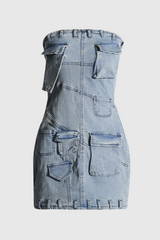 Lorelai – Trägerloses, figurbetontes Minikleid mit Tasche