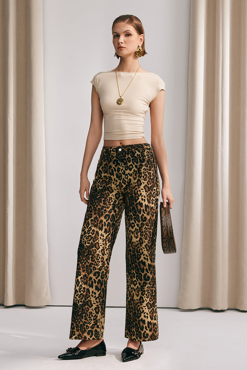 Loretta Low Rise Leopard Pants