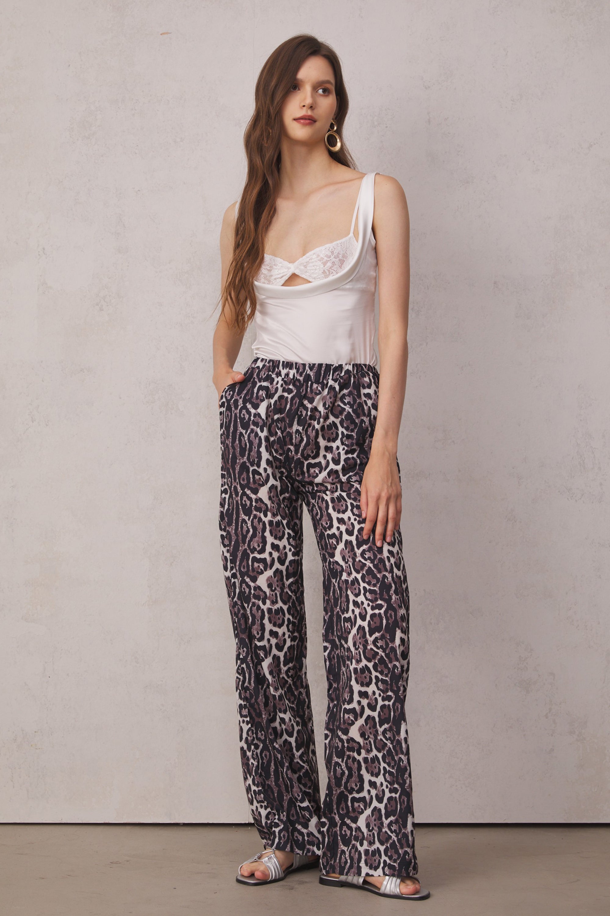 Loretta Low Rise Leopard Wide Leg Pants