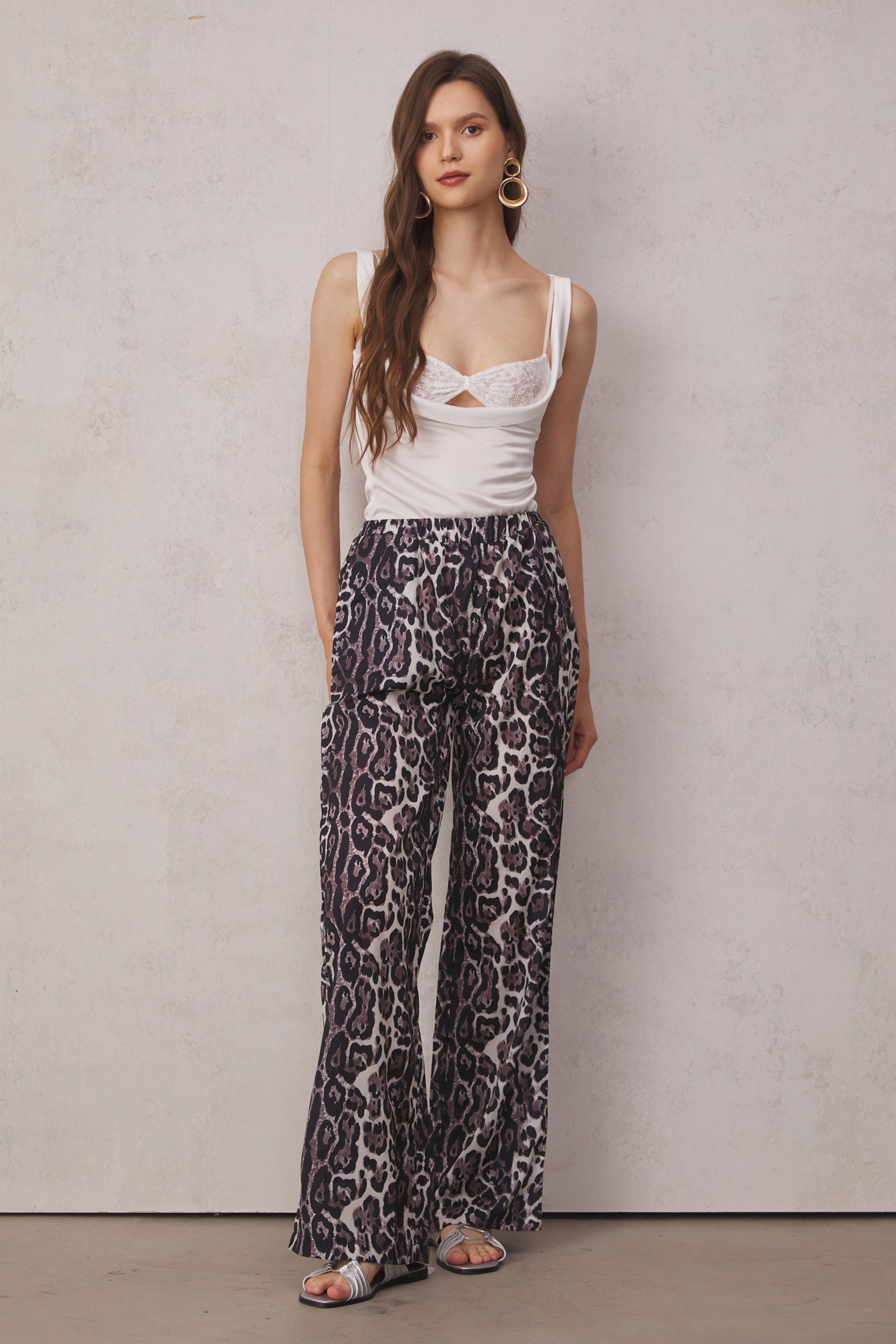 Loretta Low Rise Leopard Wide Leg Pants