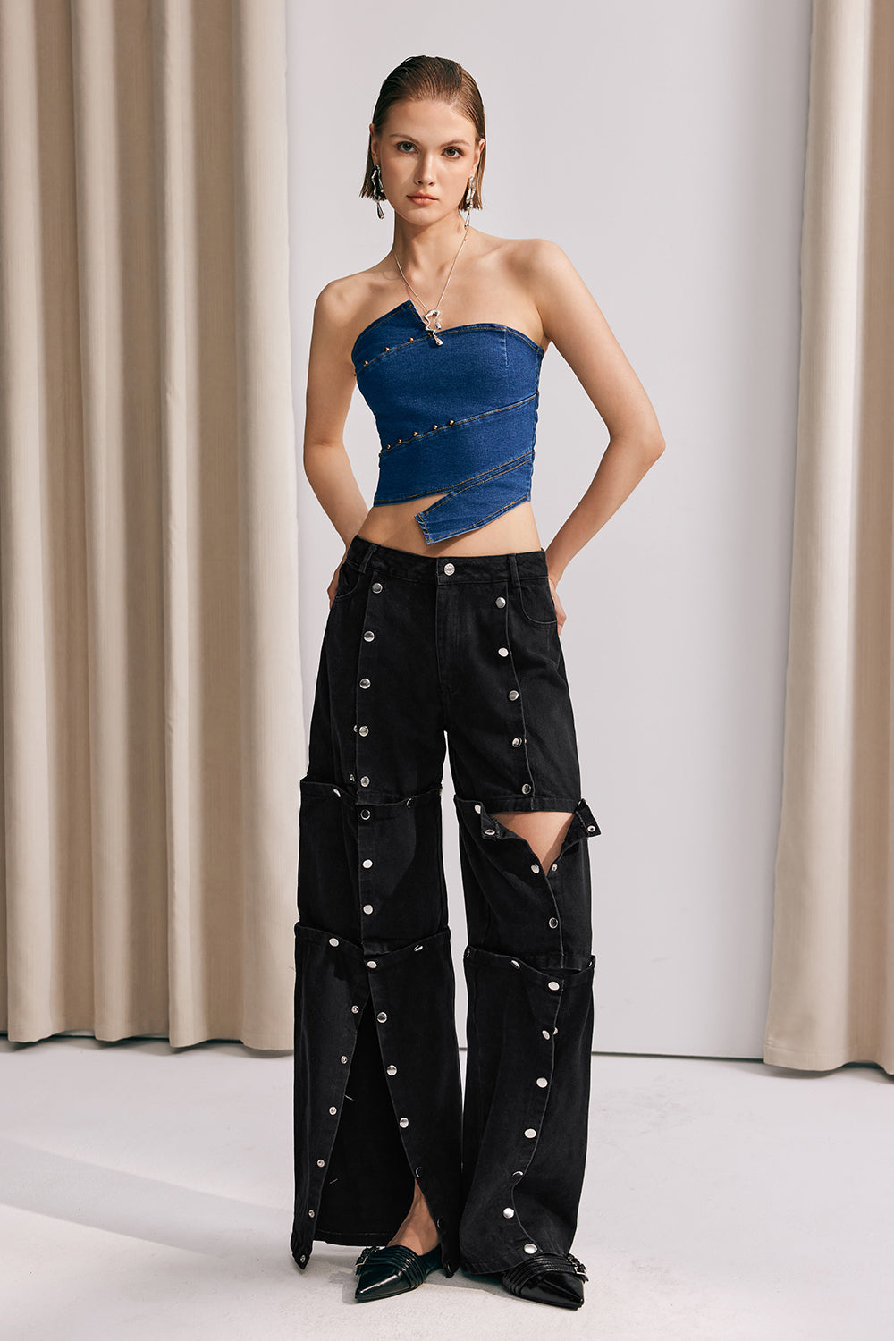 Luisa Button Embellished Jeans