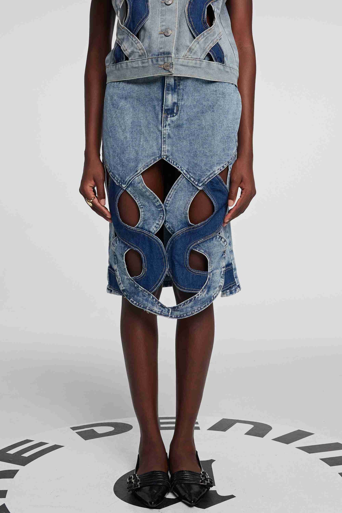 Madison Cutout Denim Skirt