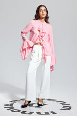 Mandy – Asymmetrisches Oberteil mit Rüschenschlitz